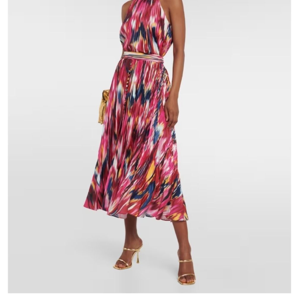 Jonathan Simkhai Dulce Pleated Maxi Midi Skirt Front Split Women's Size 0